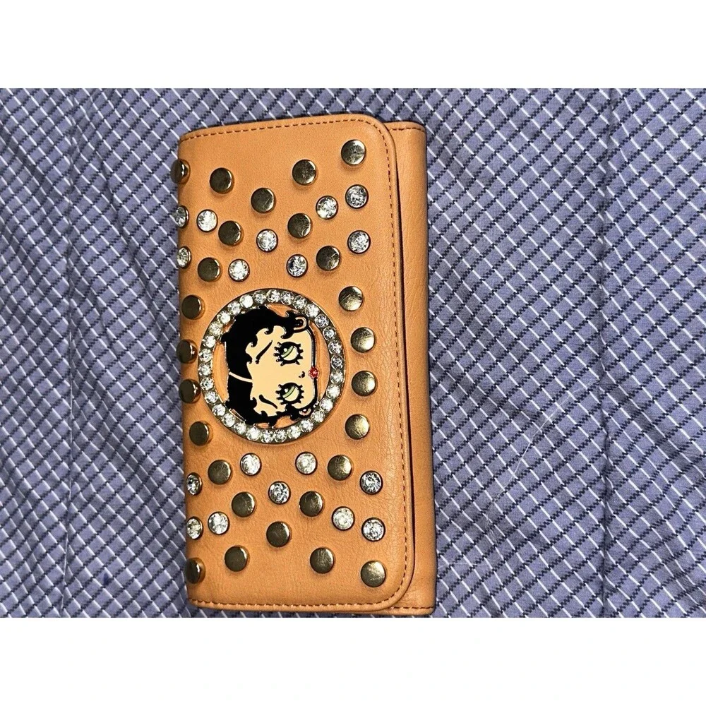 Betty Boop Gold Studded Tri-Fold Wallet MB-